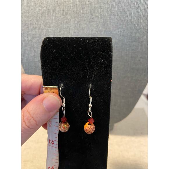 orange fimo clay bead earrings - Picture 3 of 3